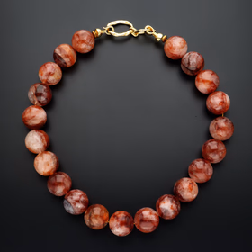 Natural Red Gum Flower Crystal Necklace