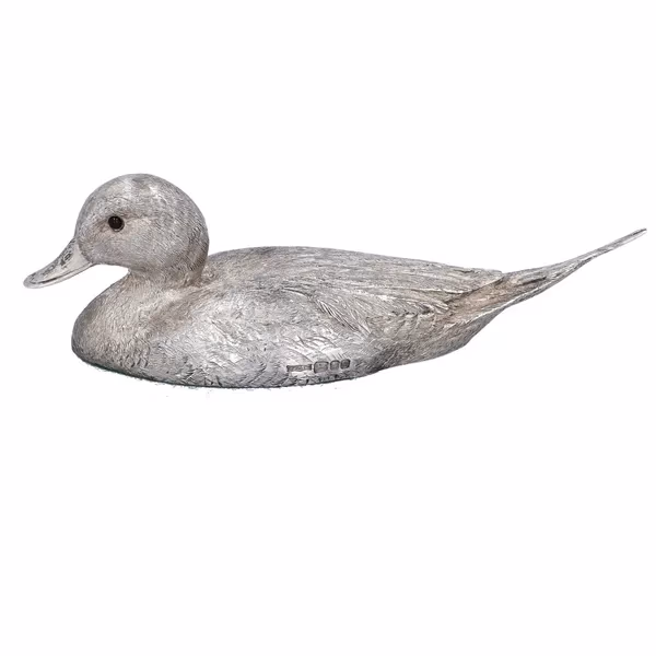Rare Silver Cast Model of Pintail Duck