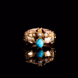 360° view of The Antique Early 20th Century Turquoise and Split Pearl Fly Ring