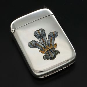 Large Edwardian Silver Vesta Case with Prince of Wales Feathers