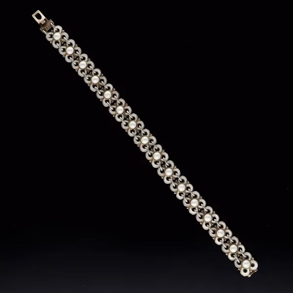 David Andersen Silver Gilt and White Enamel Bracelet