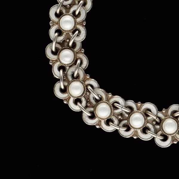 David Andersen Silver Gilt and White Enamel Bracelet