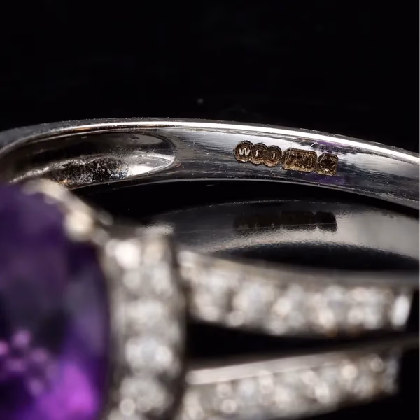 18ct Gold Amethyst, Diamond Ring