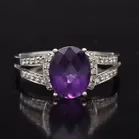 18ct Gold Amethyst, Diamond Ring
