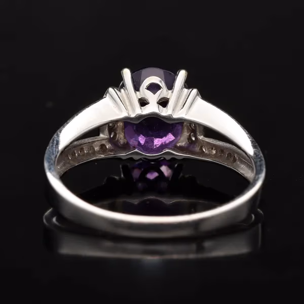 18ct Gold Amethyst, Diamond Ring