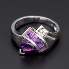 14ct White Gold Amethyst and Diamond Ring