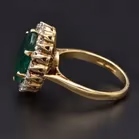 18ct Yellow Gold Emerald & Diamond Ring