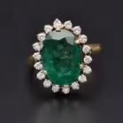 18ct Yellow Gold Emerald & Diamond Ring