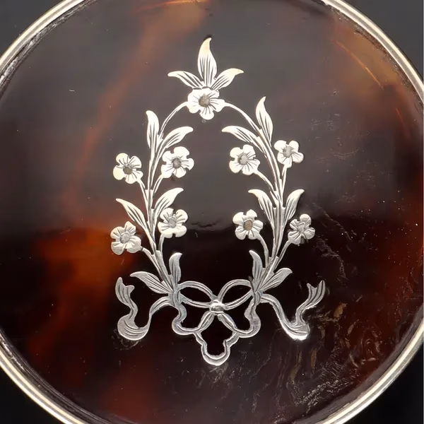 Silver and Tortoise Shell Pill Box