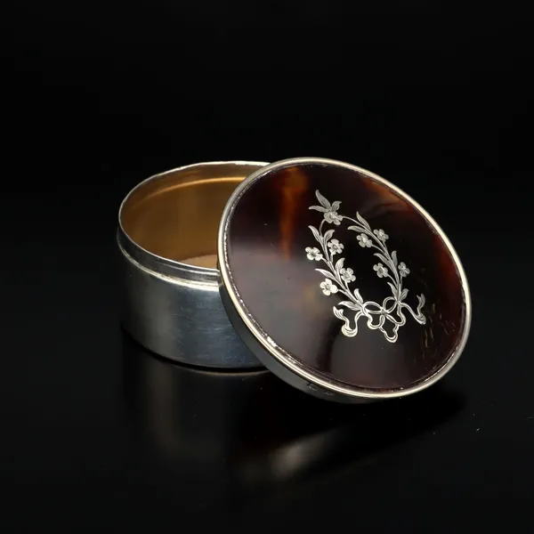 Silver and Tortoise Shell Pill Box