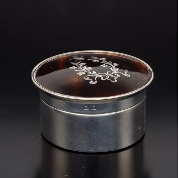 Silver and Tortoise Shell Pill Box