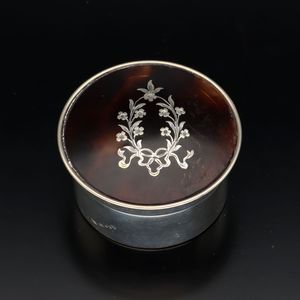 Silver and Tortoise Shell Pill Box