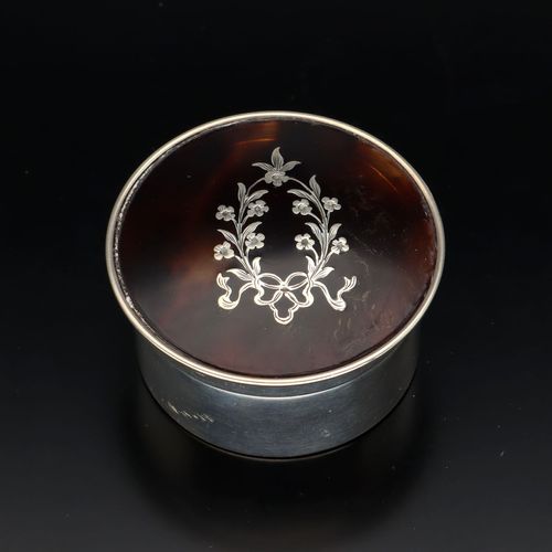 Silver and Tortoise Shell Pill Box image-1