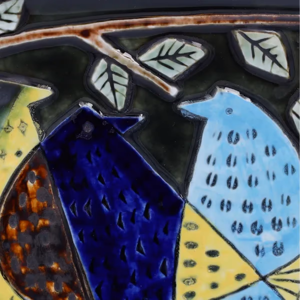 Vintage Gustavsberg Ceramic Wall Plaque with Birds