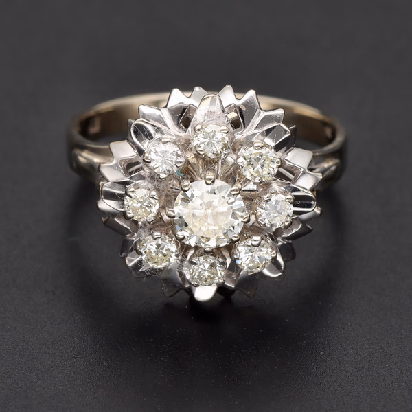 18ct White Gold Fancy Diamond Cluster Ring