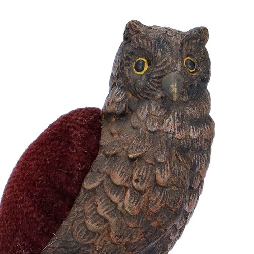 19th Century Franz Bergman Bronze Owl Pin Cushion image-2