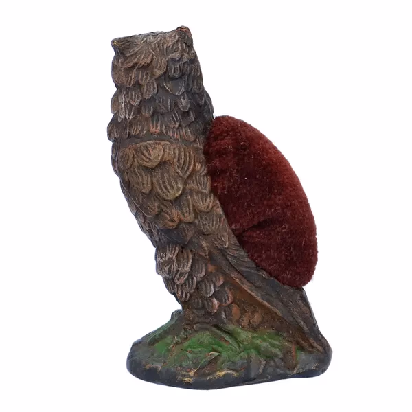 19th Century Franz Bergman Bronze Owl Pin Cushion