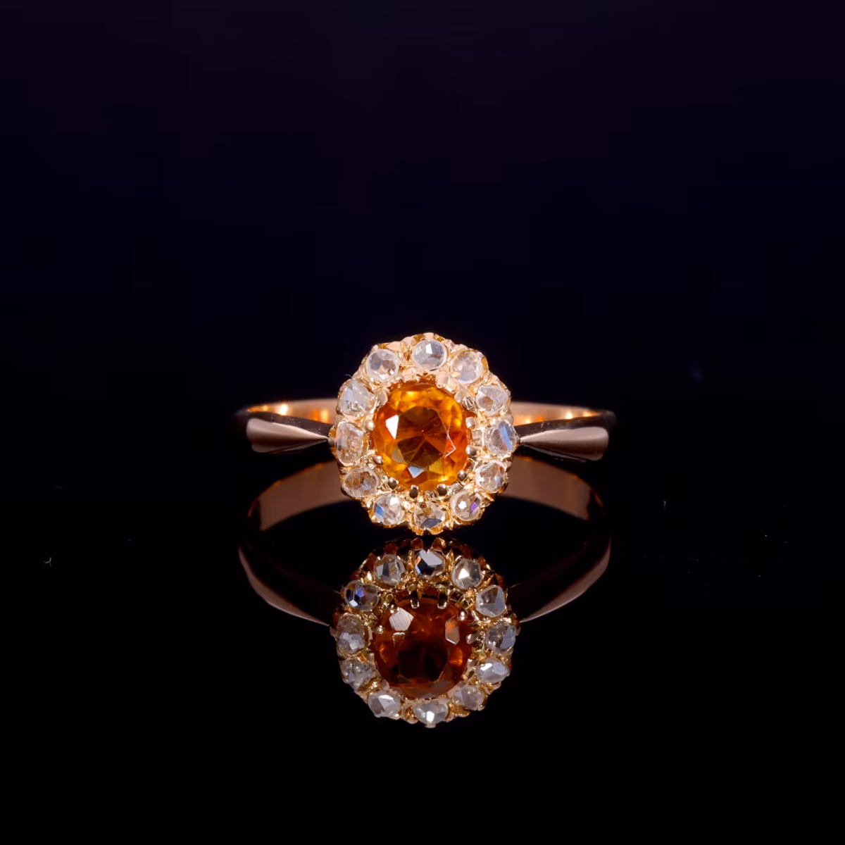 360° view of The Antique Art Deco Citrine And Diamond Cluster Ring