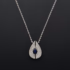 18ct White Gold Sapphire & Diamond Pear Shaped Pendant
