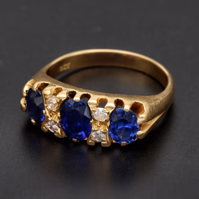 18ct Yellow Gold Sapphire & Diamond Ladies' Ring