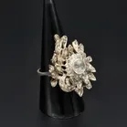 18ct White Gold French Old Cut Diamond Cluster Ring