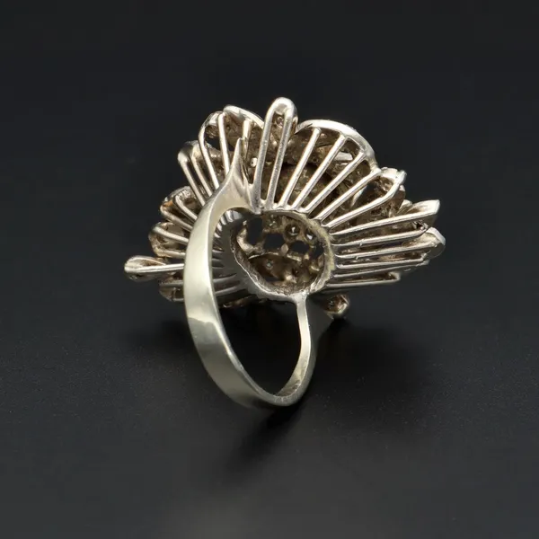 18ct White Gold French Old Cut Diamond Cluster Ring