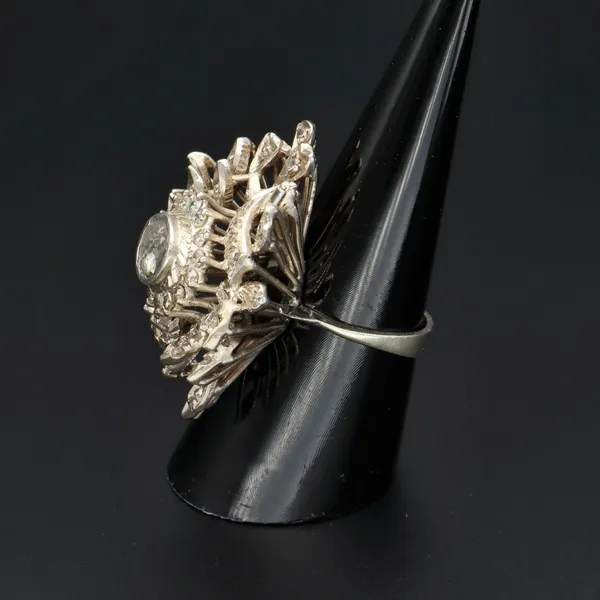 18ct White Gold French Old Cut Diamond Cluster Ring
