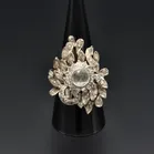 18ct White Gold French Old Cut Diamond Cluster Ring