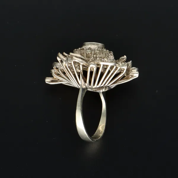 18ct White Gold French Old Cut Diamond Cluster Ring