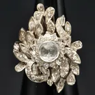 18ct White Gold French Old Cut Diamond Cluster Ring