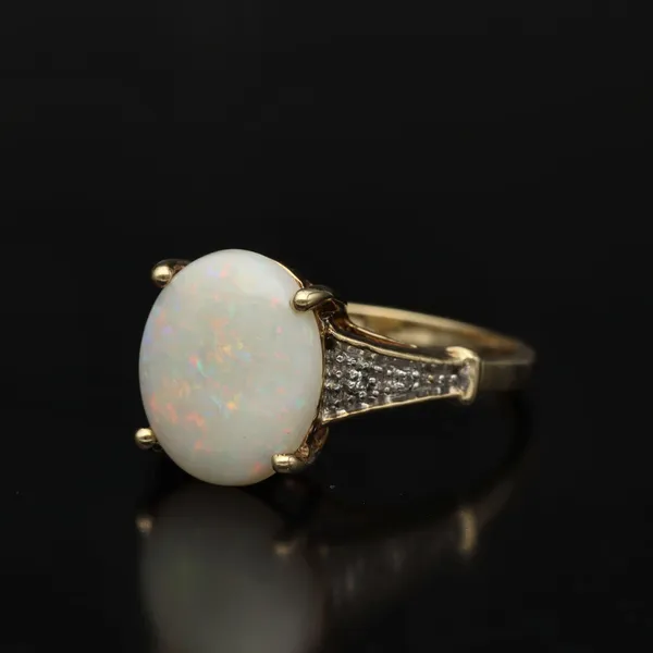 Gold Opal Diamond Ring