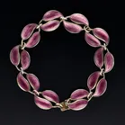 Sterling Silver & Enamel Double Leaf Bracelet
