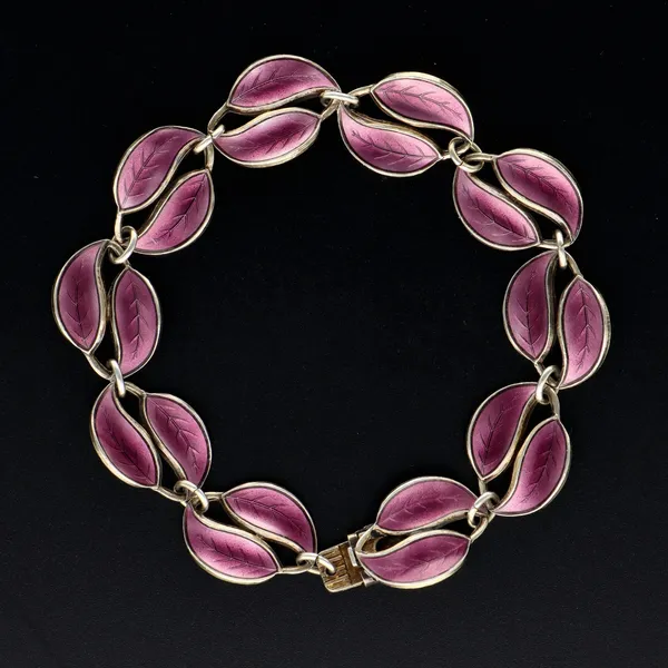 Sterling Silver & Enamel Double Leaf Bracelet