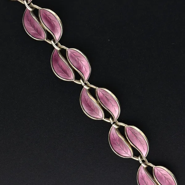 Sterling Silver & Enamel Double Leaf Bracelet