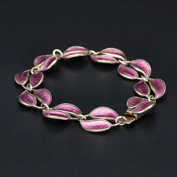 Sterling Silver & Enamel Double Leaf Bracelet