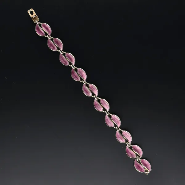 Sterling Silver & Enamel Double Leaf Bracelet