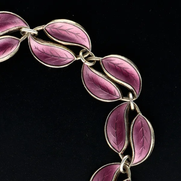 Sterling Silver & Enamel Double Leaf Bracelet