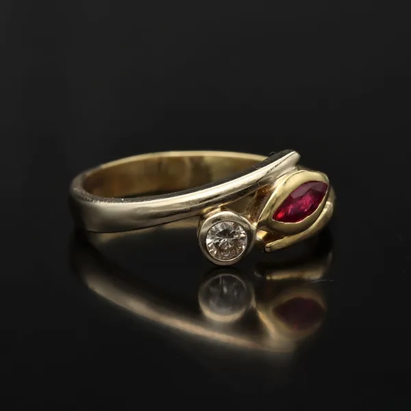 18ct Gold Ruby and Diamond Ring