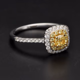 18ct White Gold Yellow & Diamond Cluster Ring