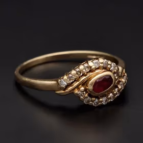 Vintage 9ct Yellow Gold Ruby and Diamond Ring