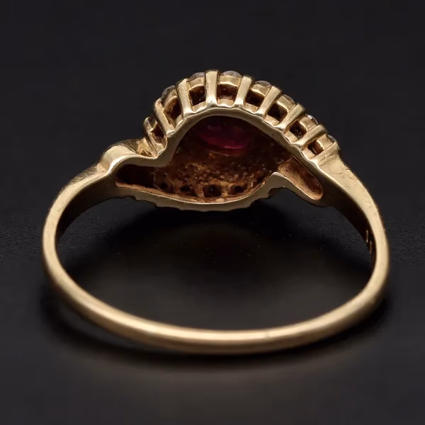 Vintage 9ct Yellow Gold Ruby and Diamond Ring