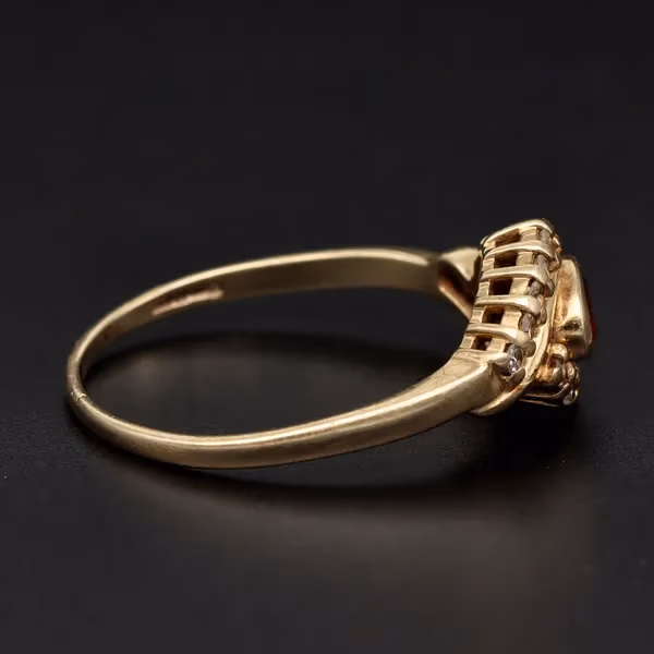 Vintage 9ct Yellow Gold Ruby and Diamond Ring