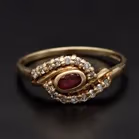 Vintage 9ct Yellow Gold Ruby and Diamond Ring