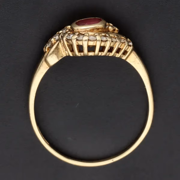 Vintage 9ct Yellow Gold Ruby and Diamond Ring