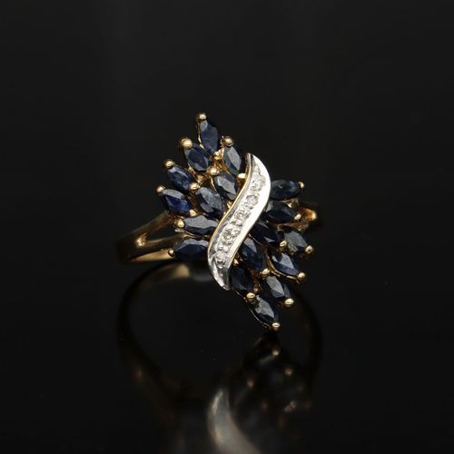 Gold Sapphire Diamond Ring image-1