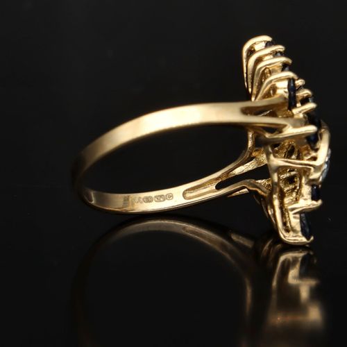 Gold Sapphire Diamond Ring image-5