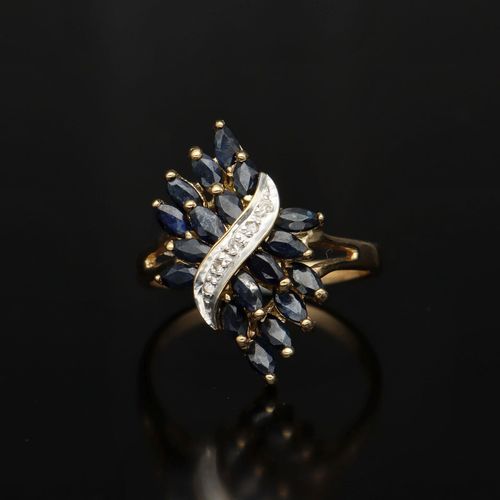 Gold Sapphire Diamond Ring image-2