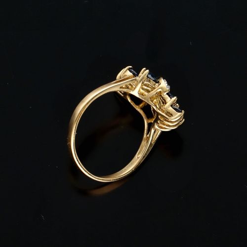 Gold Sapphire Diamond Ring image-6