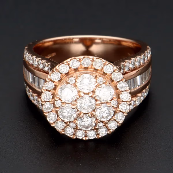 9ct Rose Gold Diamond Encrusted Ring