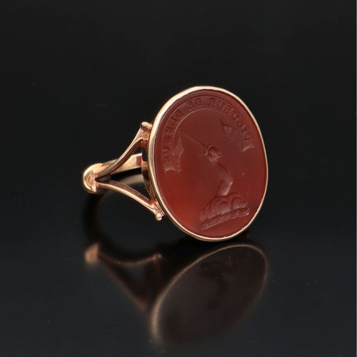 Georgian Intaglio 15ct Rose Gold ‘Strength From Above’ Ring image-1